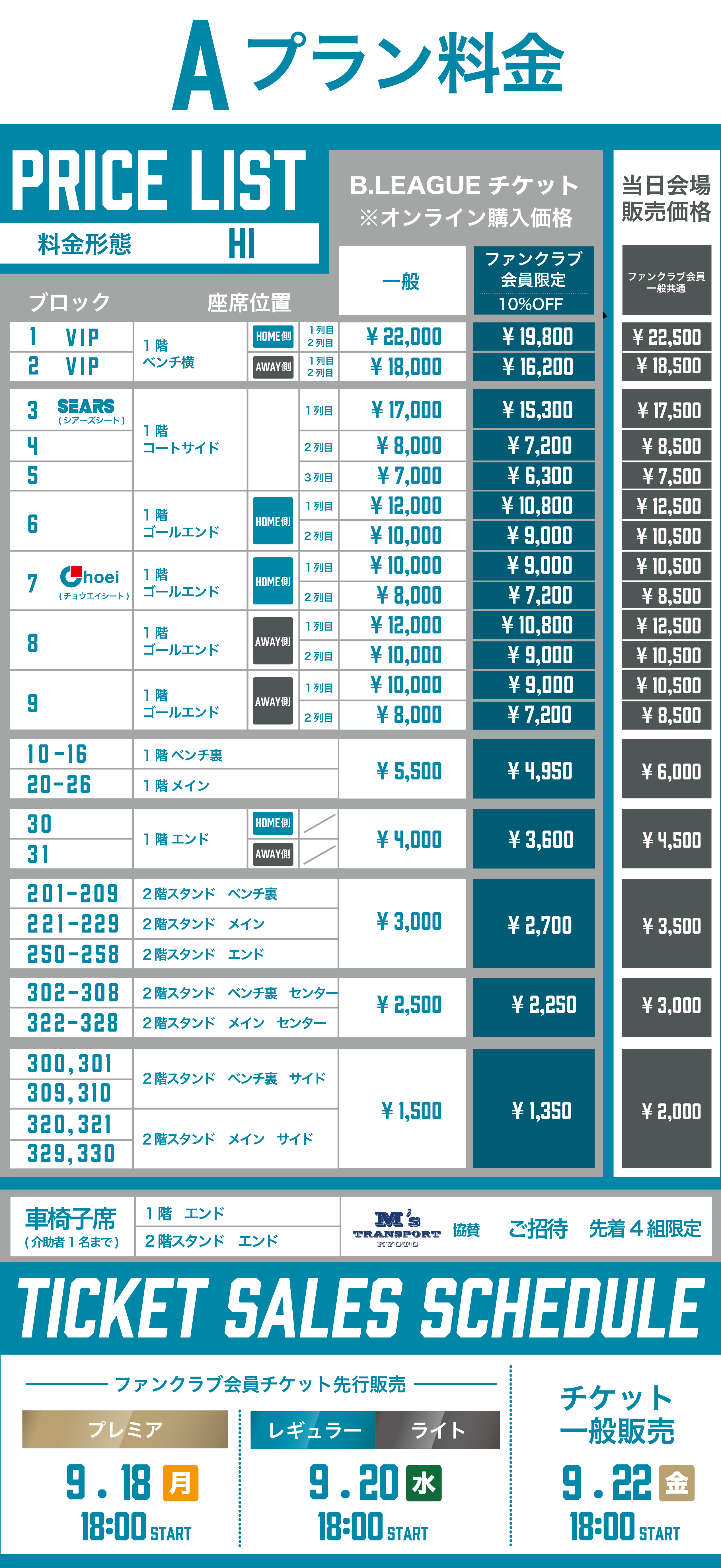 チケット価格表